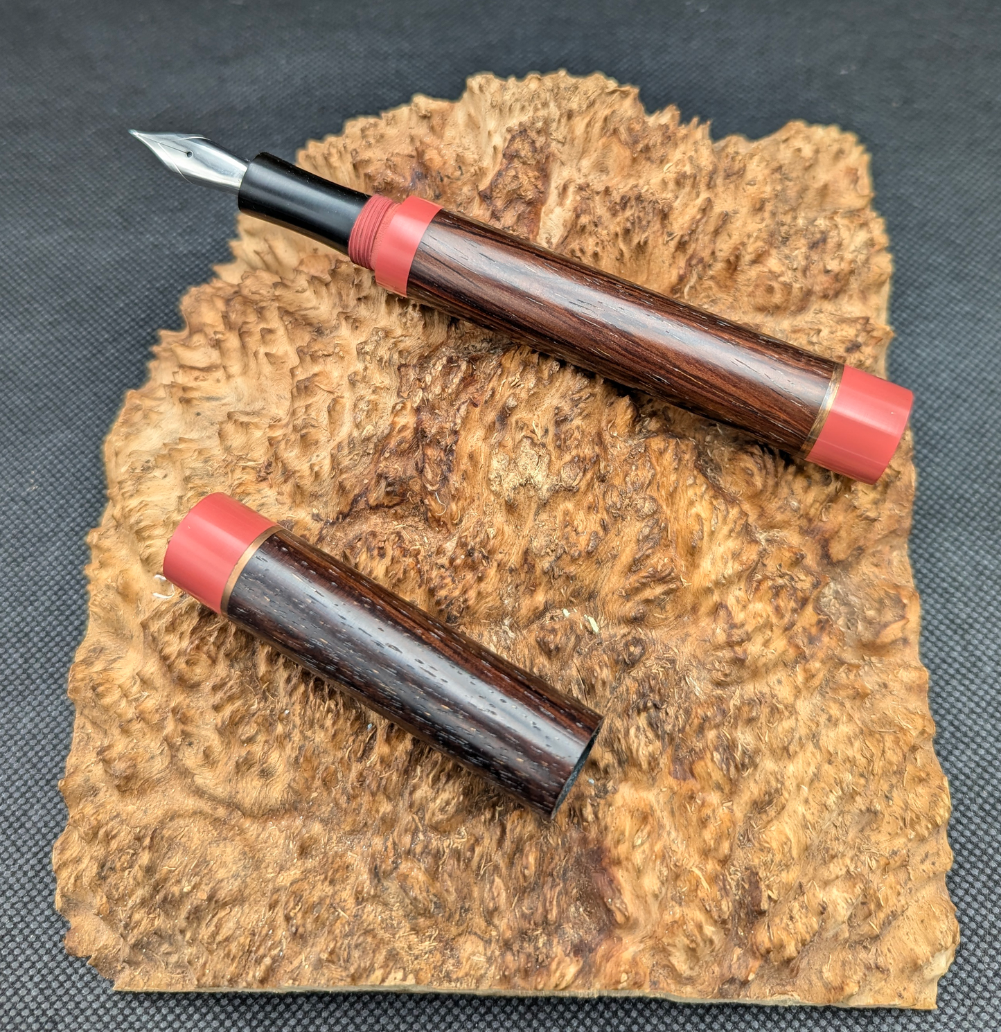 Amazon Rosewood - Copper Accent Rings - Red Ebonite End Caps