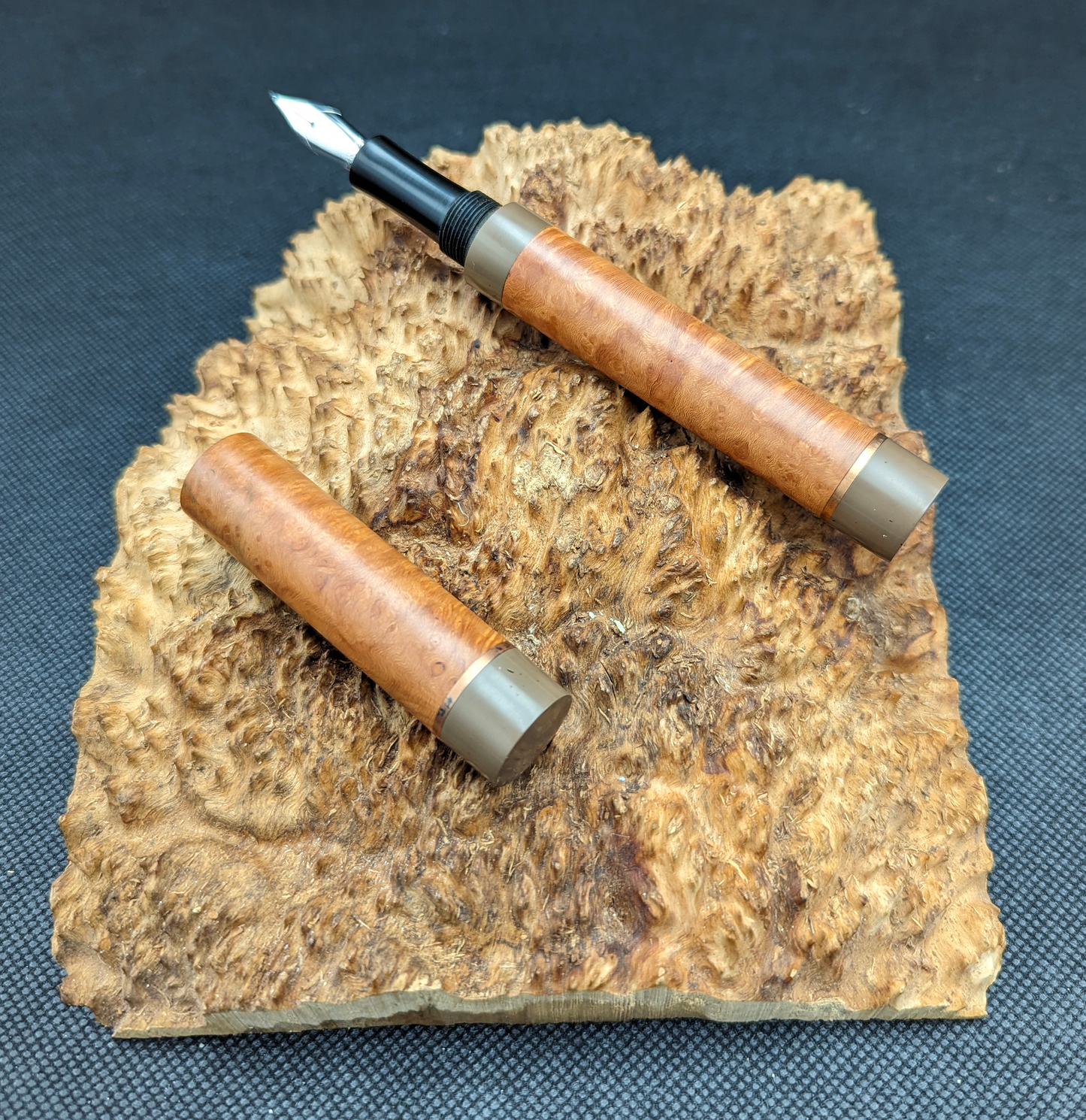 Briar Burl - Copper Accent Rings - Ebonite Section