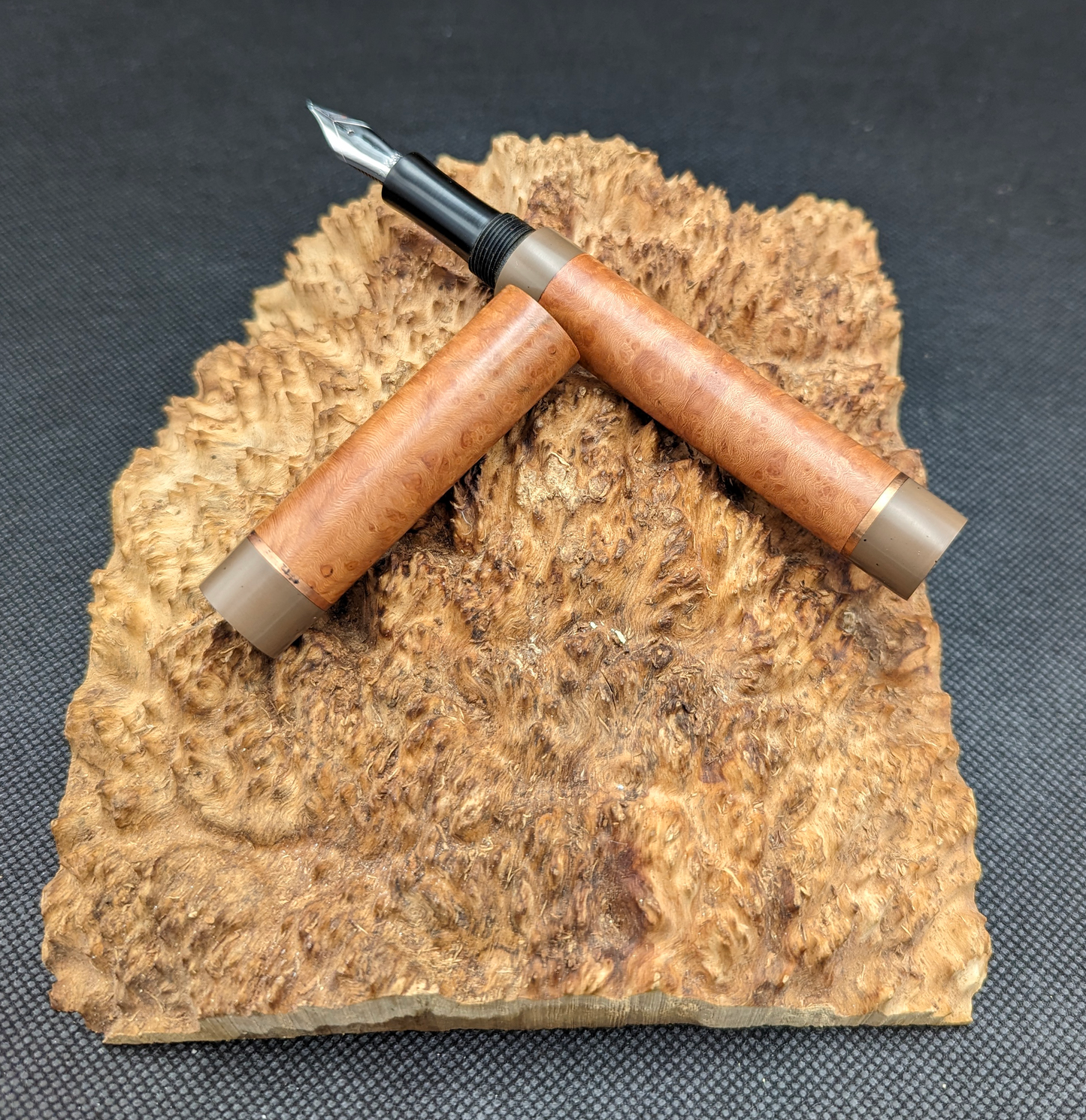 Briar Burl - Copper Accent Rings - Ebonite Section