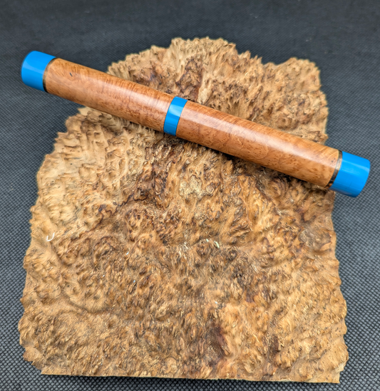 Briar Burl - Copper Accent Rings - Blue Ebonite